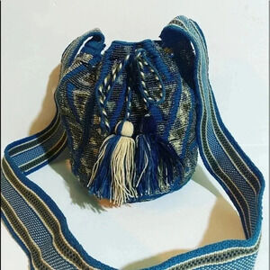 Handmade beaded crochet crossbody handbag